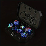 Light Up Rechargeable Dice Set For Dungeons and Dragons with USB Charging box (Rainbow)