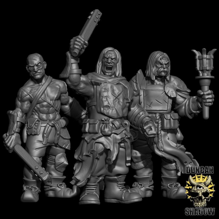 Thugs With clubs x3 Resin Miniature Models for DnD | Tabletop Gaming