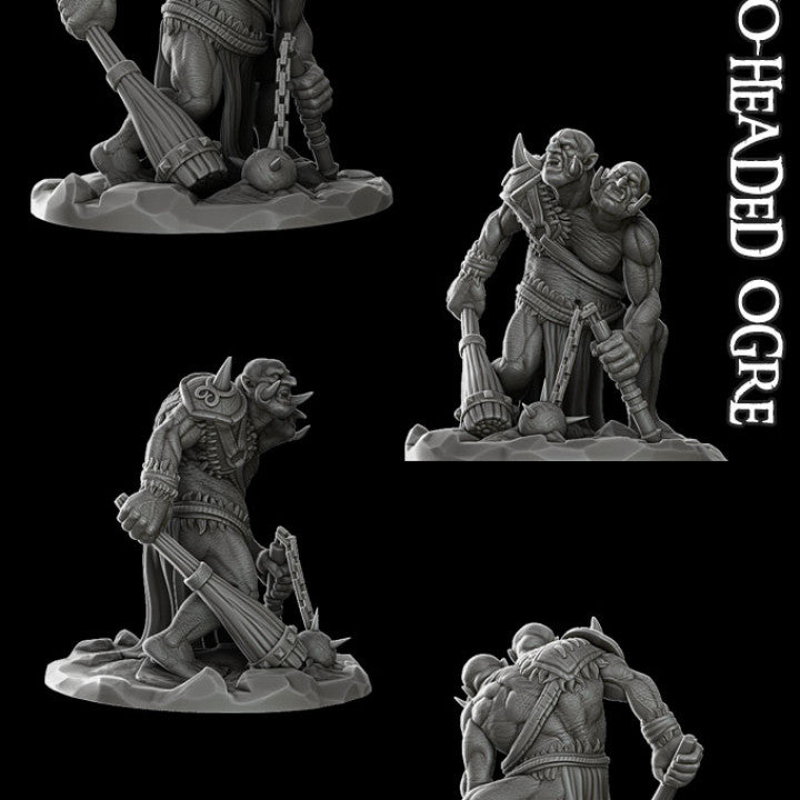 2 HEADED OGRE Giant Resin 3D Printed Fantasy Miniature D&D Tabletop RPG