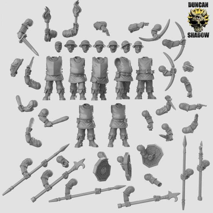 Town Guard Multipart Kit - Customisable Resin Miniatures | DnD & Warhammer | 28mm