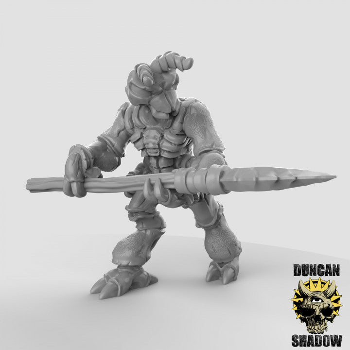 Thri-Kreen with spears resin miniature for DnD and tabletop RPGs