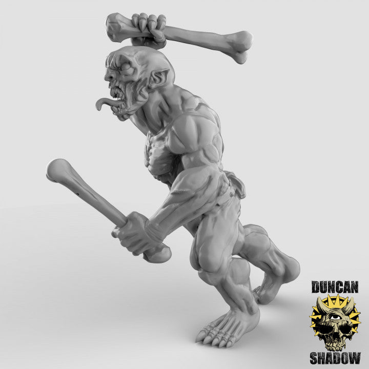 Ghouls with Bone Clubs - Resin Miniature for DnD & Warhammer | 28mm/32mm