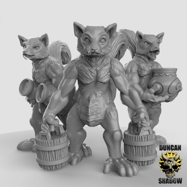Lemur Civilians - 3 Poses - Resin Miniatures for DnD & Warhammer | 28mm/32mm