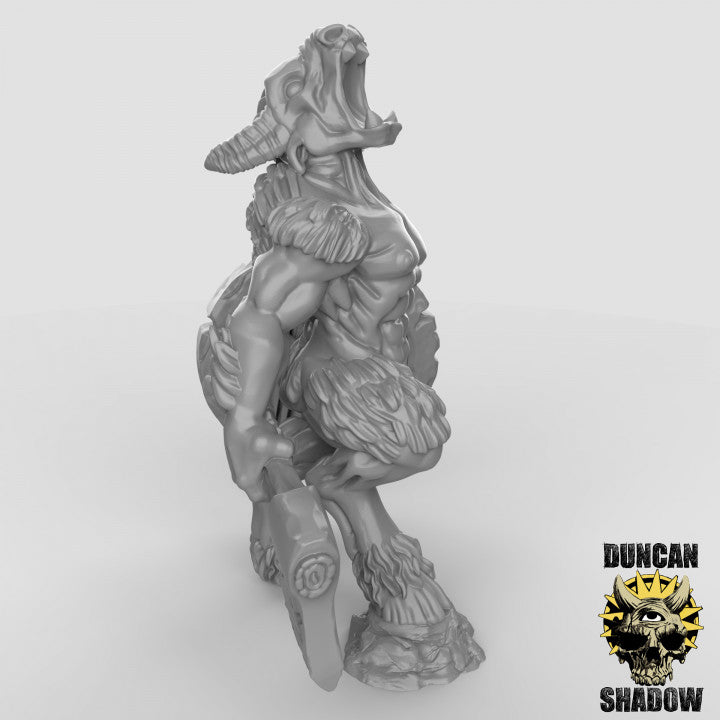 Beastmen Axe and Shields resin miniature - alternate angle