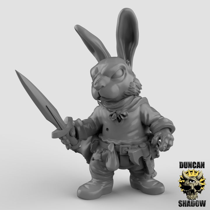 Rabbit Folk With Hand Weapons x3 Resin Miniature Models for DnD | Tabletop Gaming