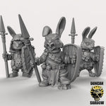 Rabbit Folk With Spears x3 Resin Miniature Models for DnD | Tabletop Gaming
