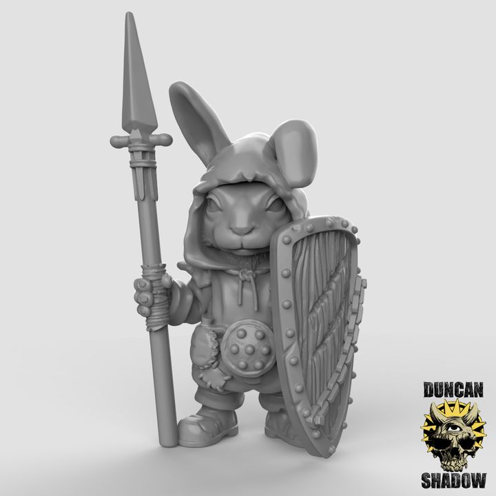 Rabbit Folk With Spears x3 Resin Miniature Models for DnD | Tabletop Gaming