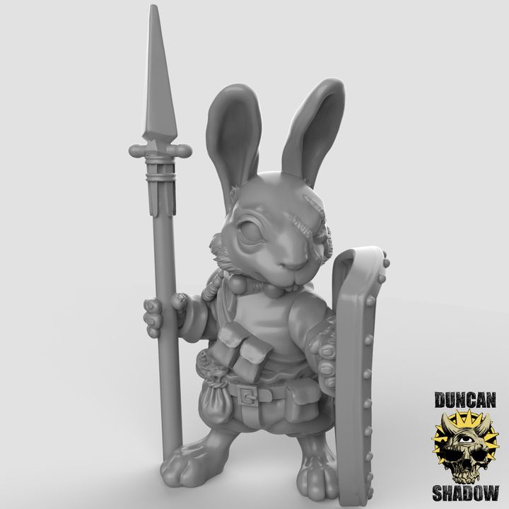 Rabbit Folk With Spears x3 Resin Miniature Models for DnD | Tabletop Gaming