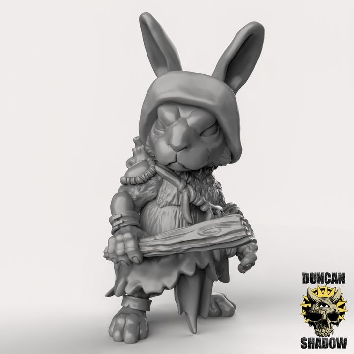 Rabbit Folk With Clubs x3 Resin Miniature Models for DnD | Tabletop Gaming