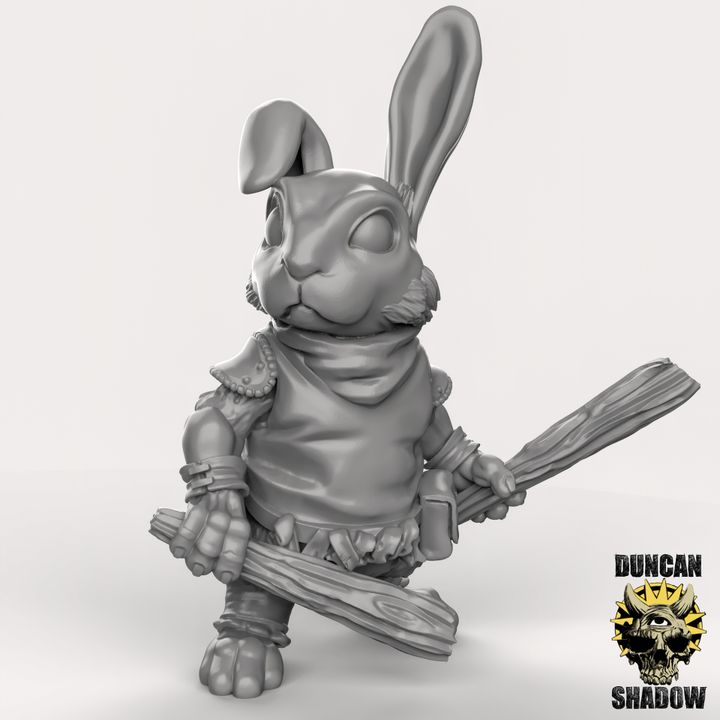 Rabbit Folk With Clubs x3 Resin Miniature Models for DnD | Tabletop Gaming