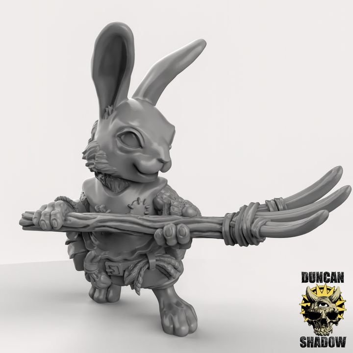 Rabbit Folk Farmers x3 Resin Miniature Models for DnD | Tabletop Gaming