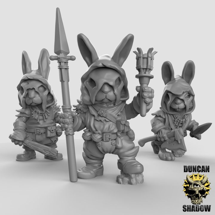 Rabbit Folk Cultists x3 Resin Miniature Models for DnD | Tabletop Gaming