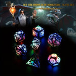 Light Up Rechargeable Dice Set For Dungeons and Dragons with USB Charging box (Rainbow)