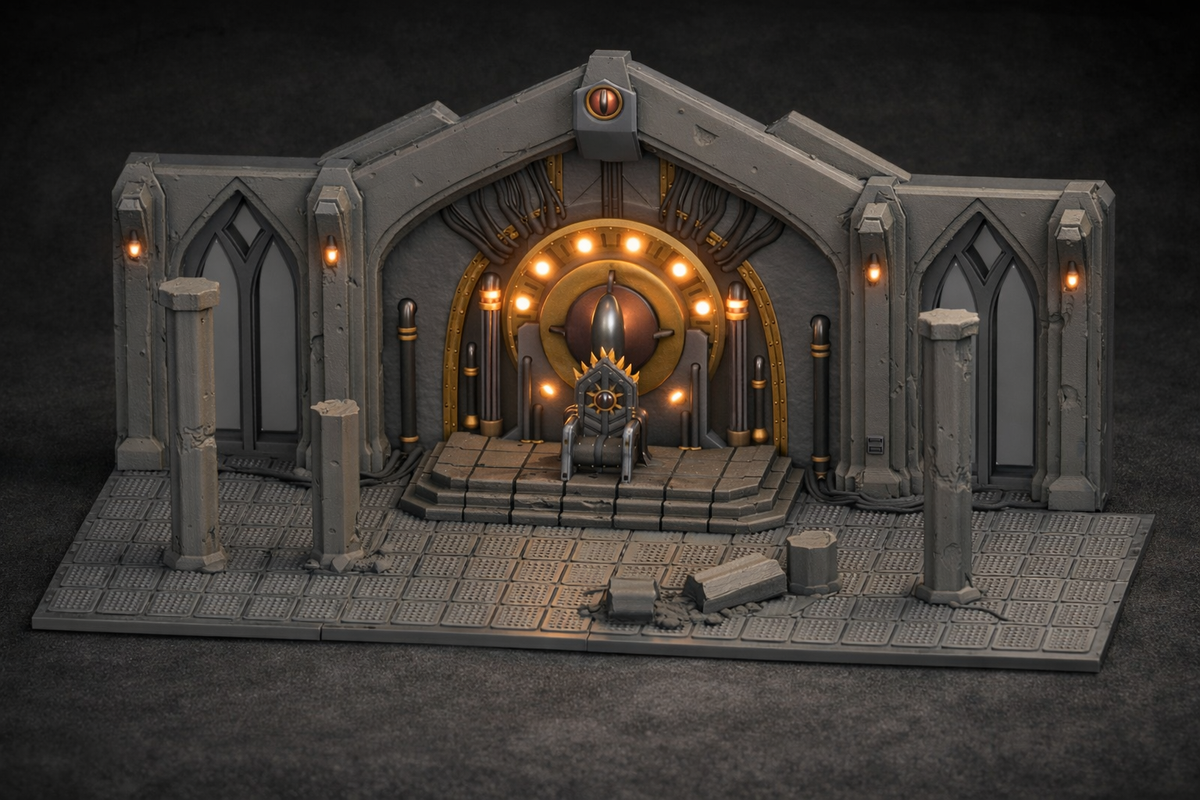 War Masters Court – Dark Fantasy Throne Room Terrain Kit | LED‑Ready PLA Gothic Diorama (28–32mm)