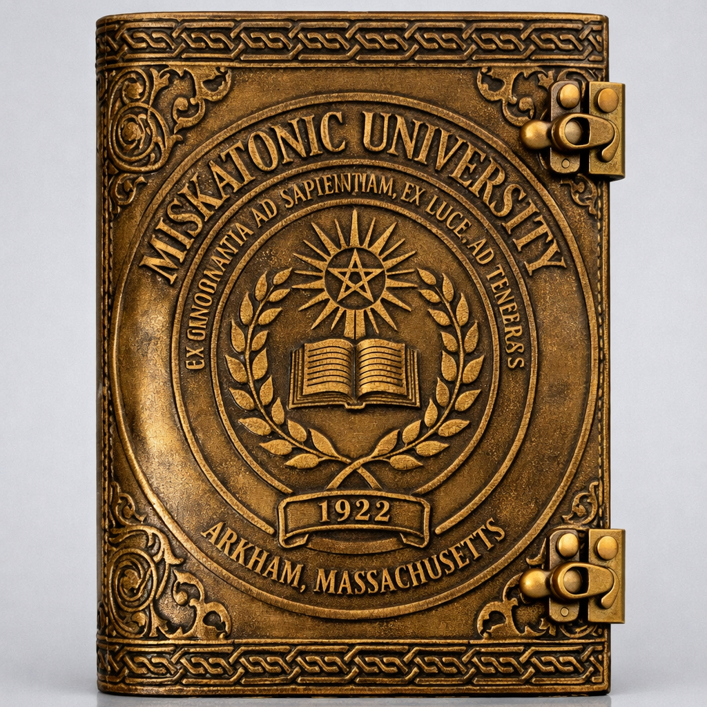 Miskatonic University Limited Edition "Ancient Tome" Hand‑Embossed Lovecraft Notebook with Antique Brass Double Lock | 100% Real Leather | Handmade Paper | Arkham Horror & Cthulhu RPG Gift