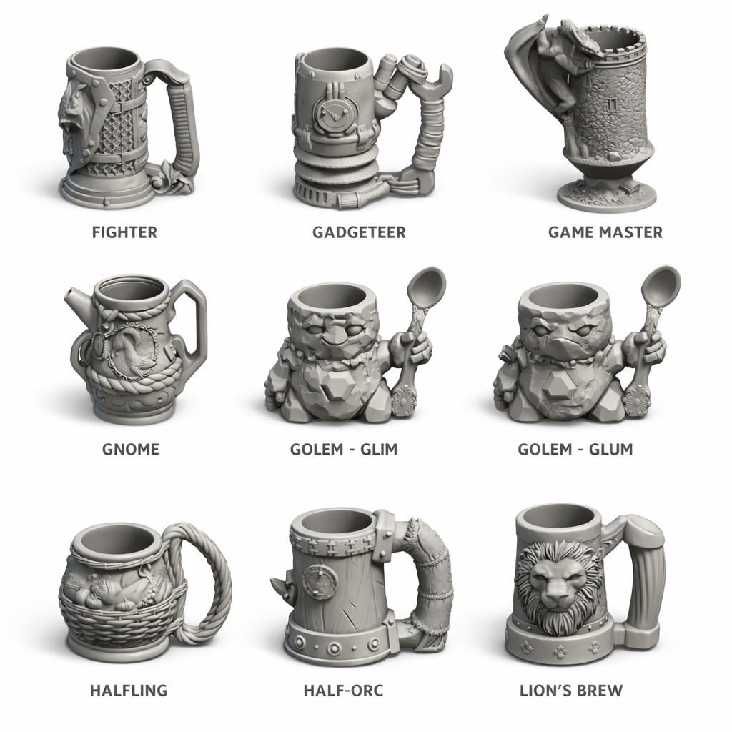 Mythic Mugs – Race & Special Editions | Fantasy Can Holders for D&D & RPG | Choose Your Hero!
