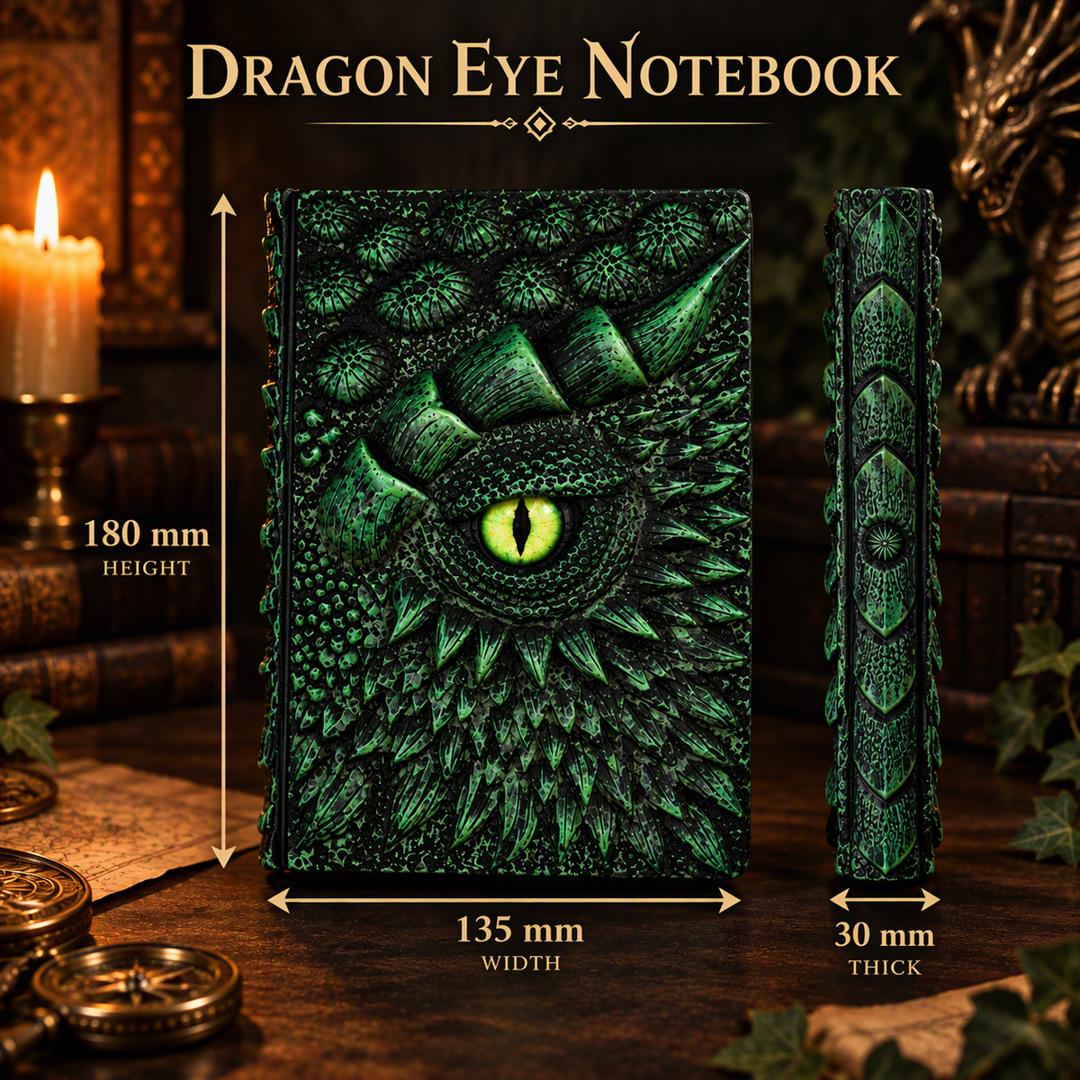 Dragon Eye Notebook 3D Embossed | Dnd Journal | Sketchbook | Diary