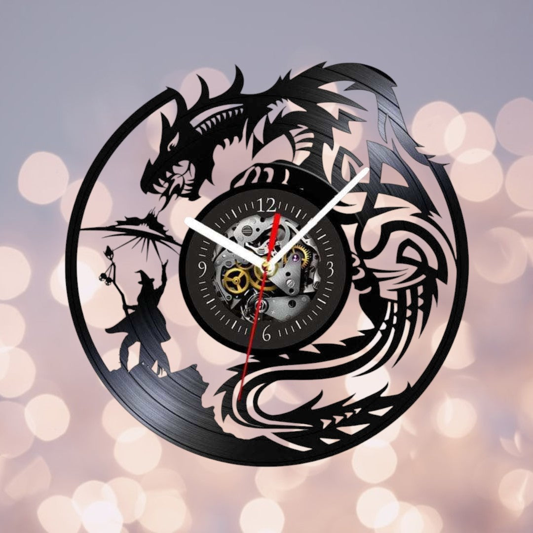 12" Dungeons & Dragons Themed Vinyl RecordClock I With or Without Backlights