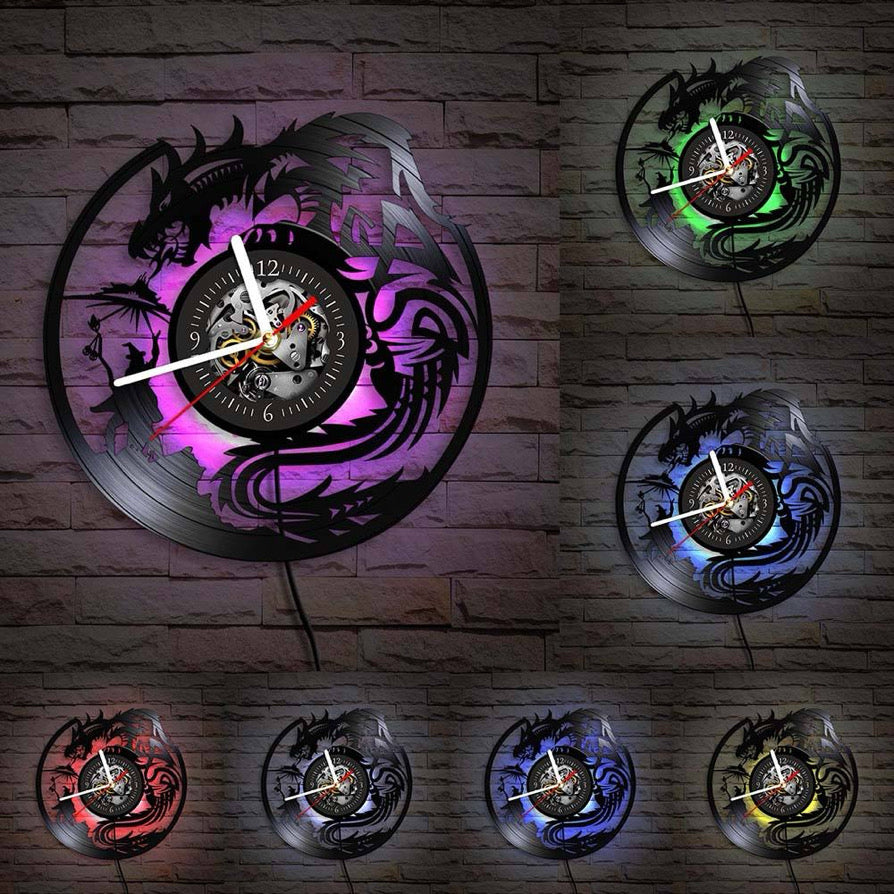 12" Dungeons & Dragons Themed Vinyl RecordClock I With or Without Backlights