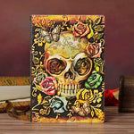 Rose Skull Embossed Notebook A5 Vintage Handmade Leather Journal Sketchbook