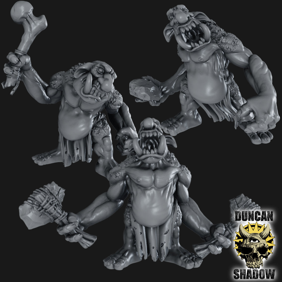 Stone Trolls With Weapons Resin Miniatures for DnD | Tabletop Gaming I Warhammer