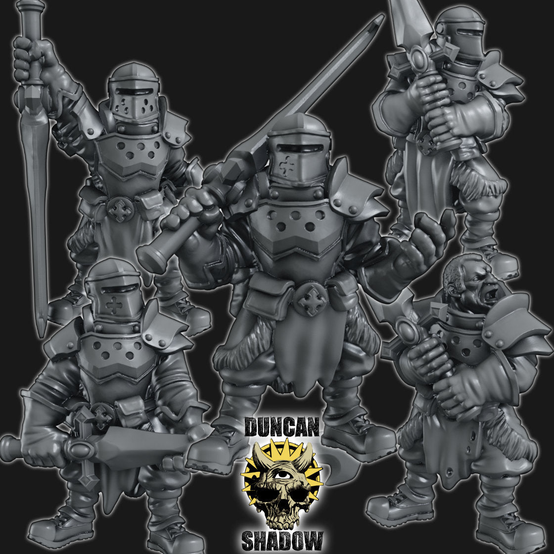 Holy Warriors with Great Swords Resin Miniature Models for DnD | Tabletop Gaming I Warhammer