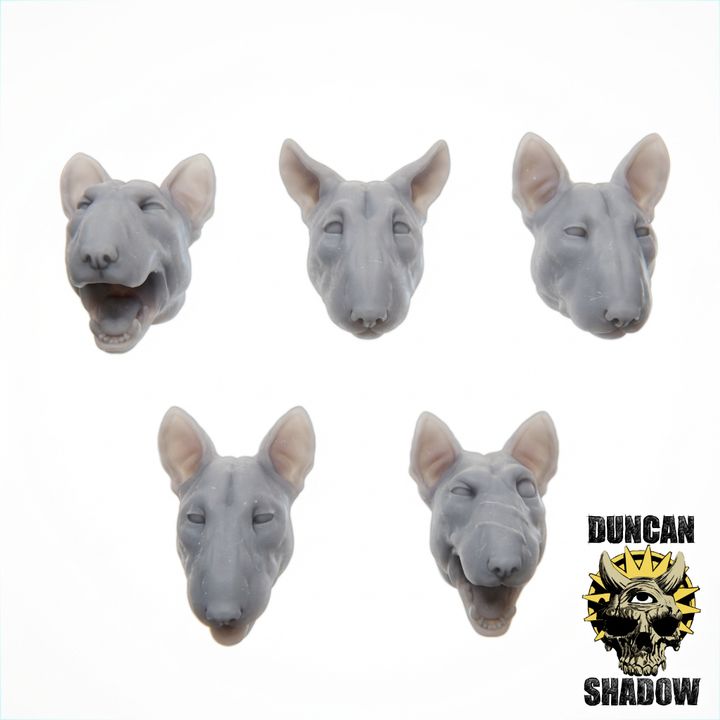 Bull Terrier Dog Heads - Kitbash Bits | Conversion Parts | 28mm