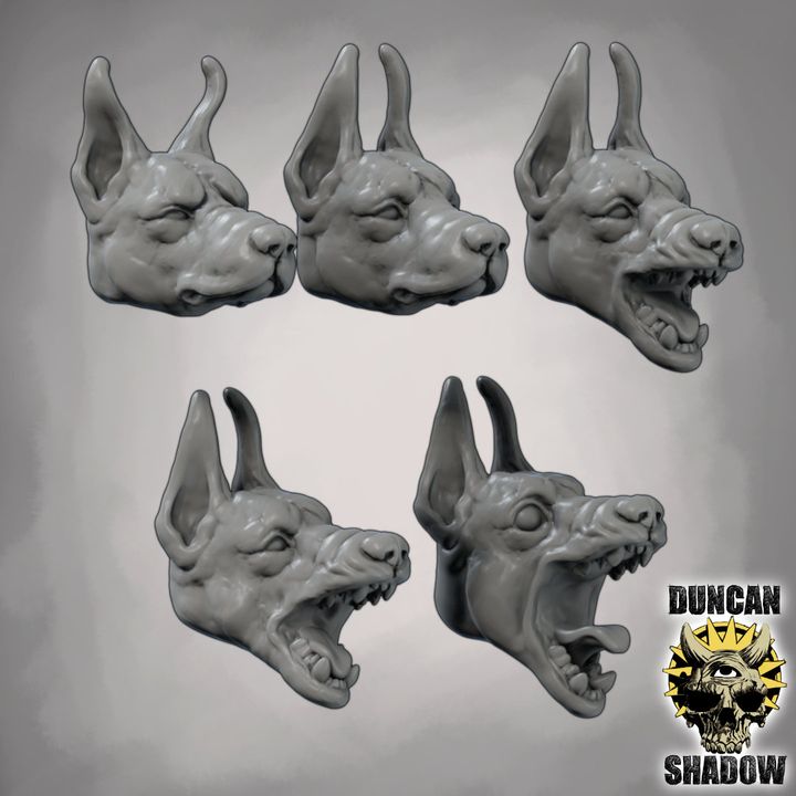 Doberman head set - Resin Mini | DnD & Tabletop | 28mm