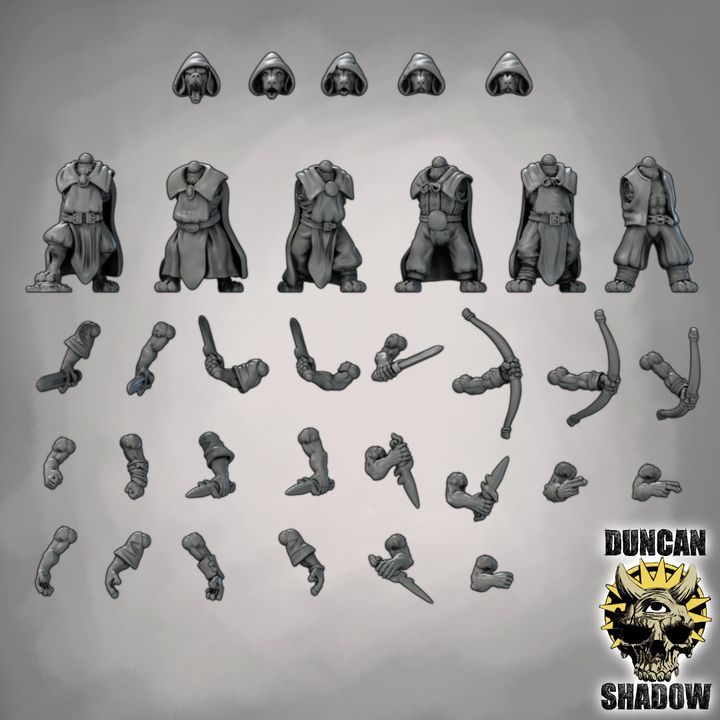 Dog Folk Rangers Multipart kit - Multipart Kit | DnD & Tabletop | 28mm