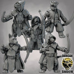 Dog Folk Rangers with Bows - Resin Mini | DnD & Tabletop | 28mm