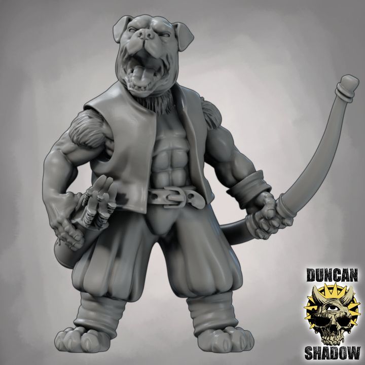 Dog Folk Rangers with Bows - Resin Mini | DnD & Tabletop | 28mm
