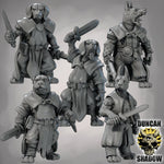 Dog Folk Rangers with Swords - Resin Mini | DnD & Tabletop | 28mm