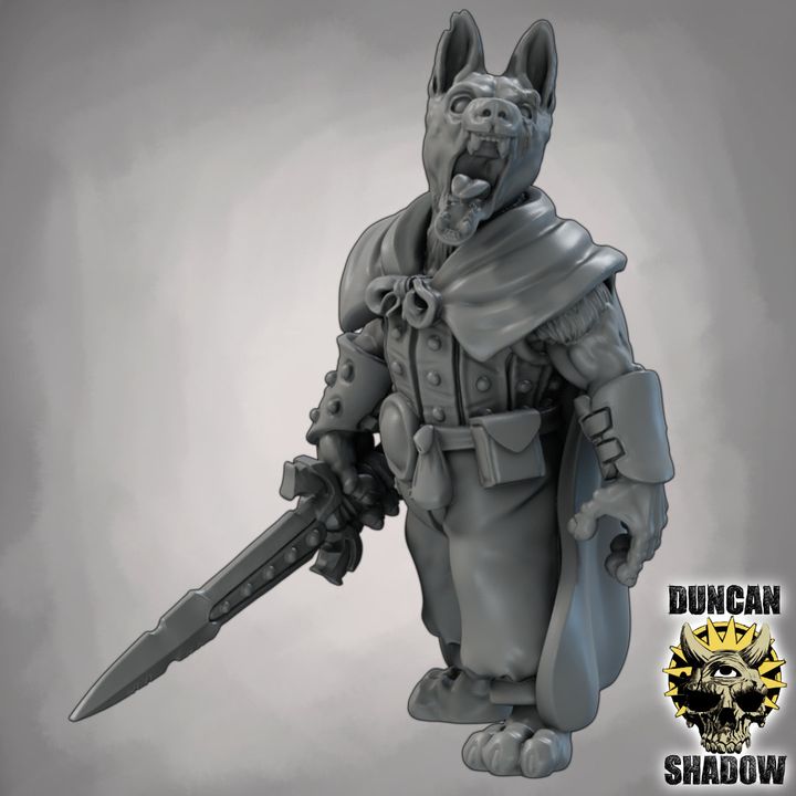 Dog Folk Rangers with Swords - Resin Mini | DnD & Tabletop | 28mm