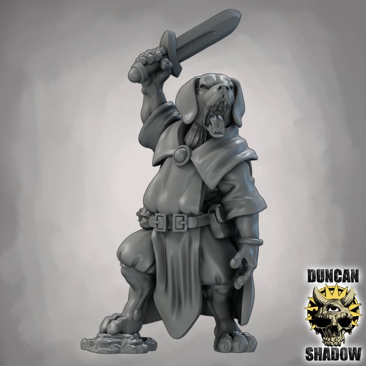 Dog Folk Rangers with Swords - Resin Mini | DnD & Tabletop | 28mm
