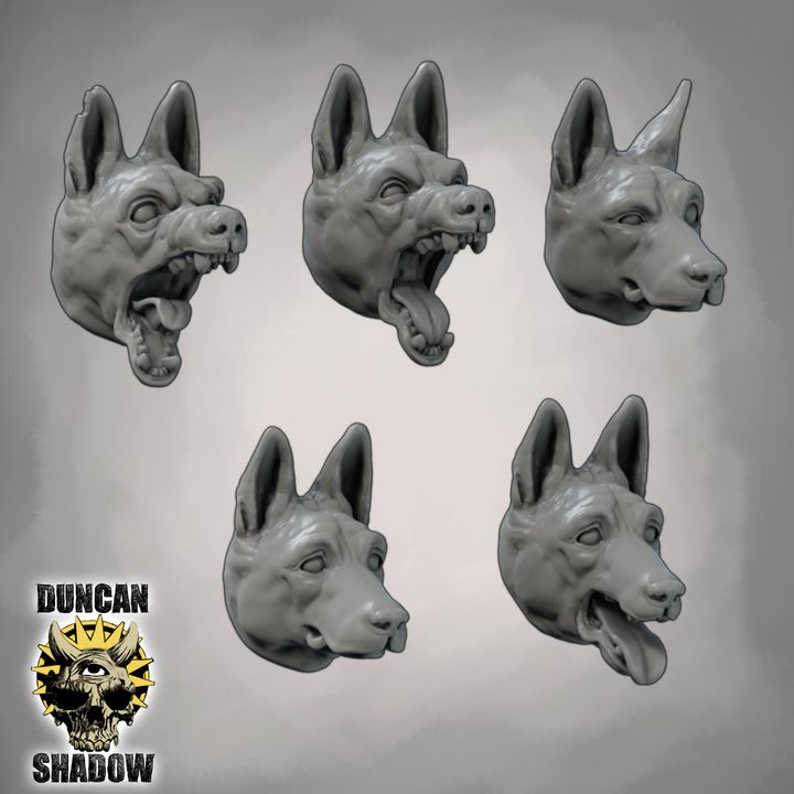 German Shepherd head set - Resin Mini | DnD & Tabletop | 28mm