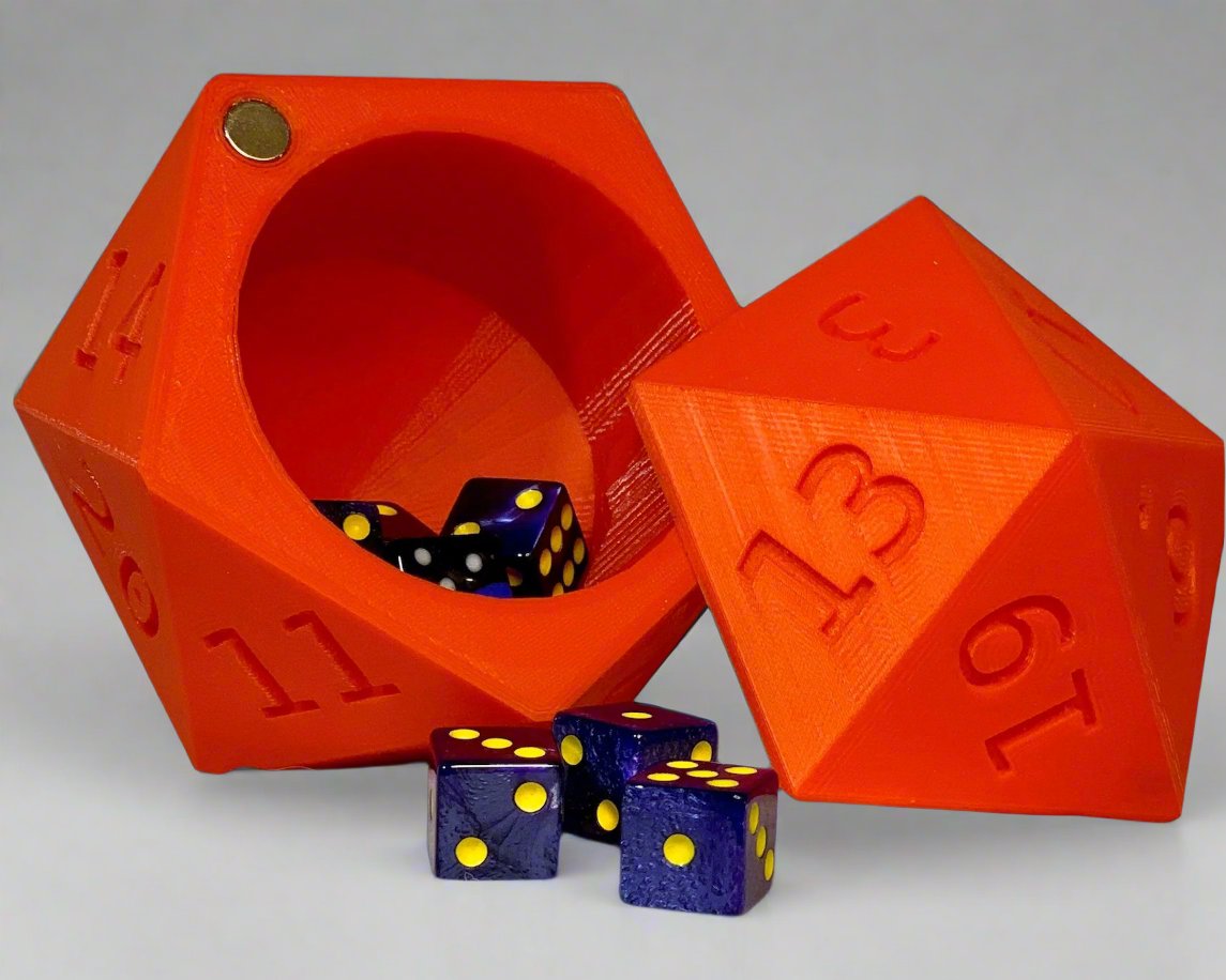 D20 Magnetic Lock Dice Storage Box | Xmas Present | MTG D&D Gift