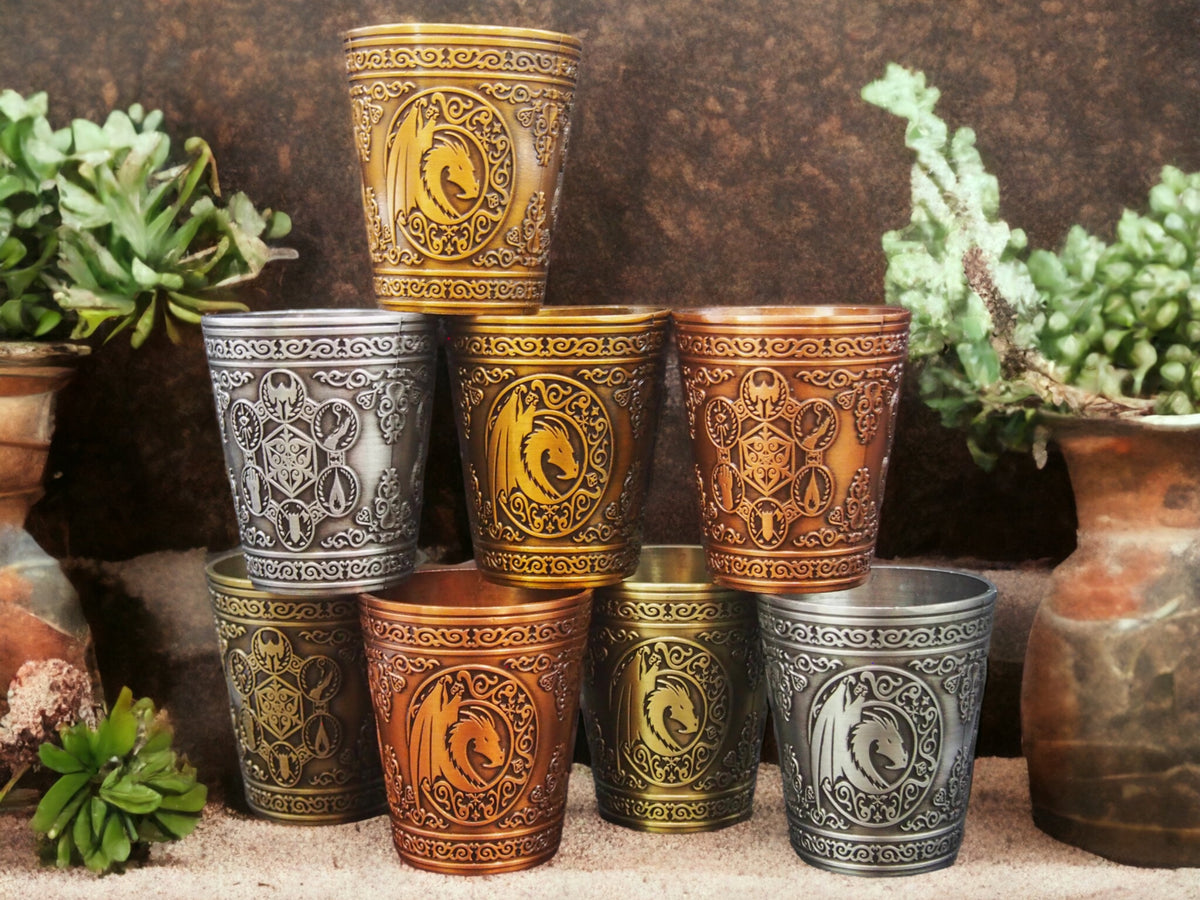 Dungeons and Dragons Themed Metal Shot Glasses (Set of 2/Set of 4)