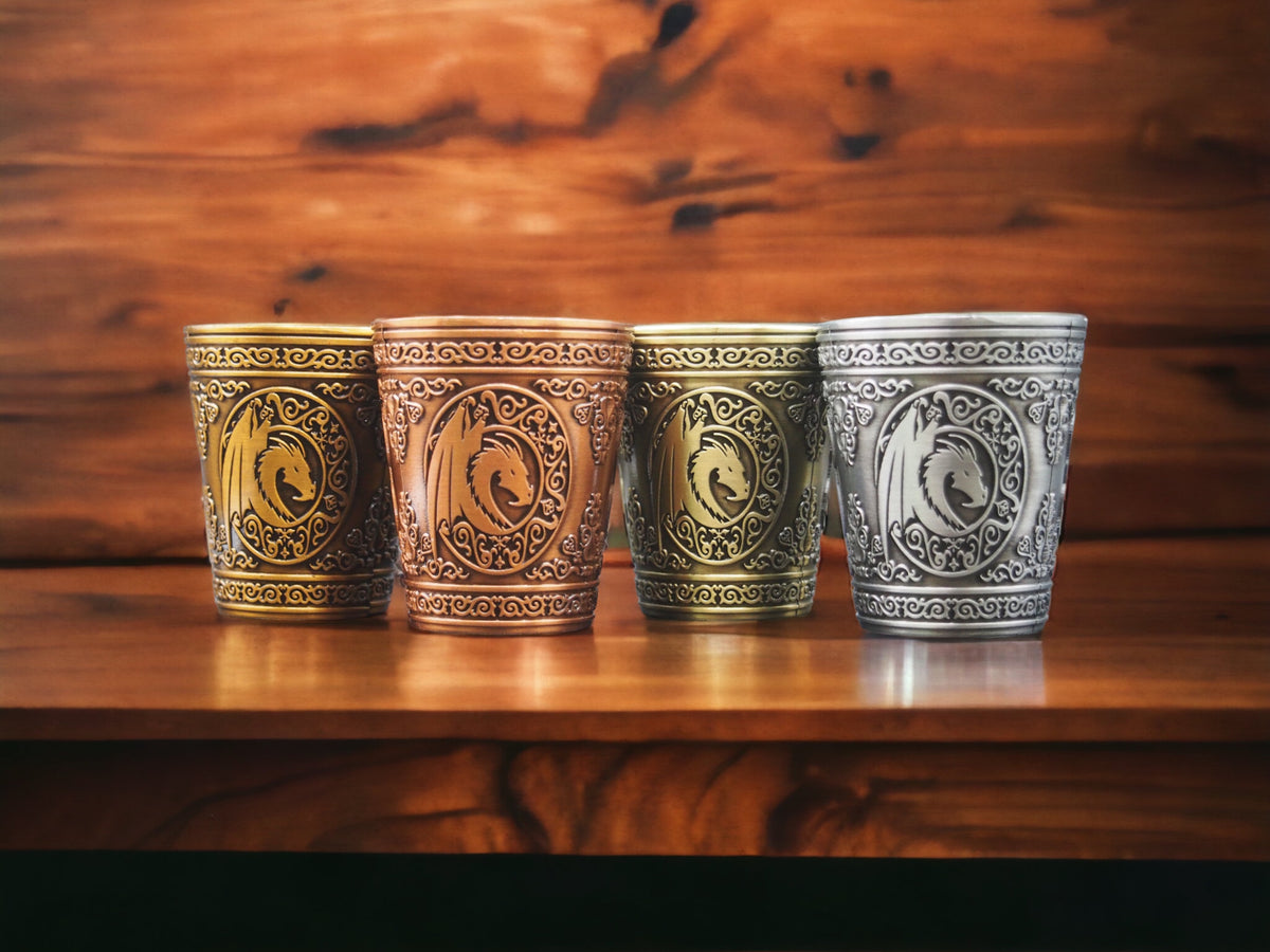Dungeons and Dragons Themed Metal Shot Glasses (Set of 2/Set of 4)
