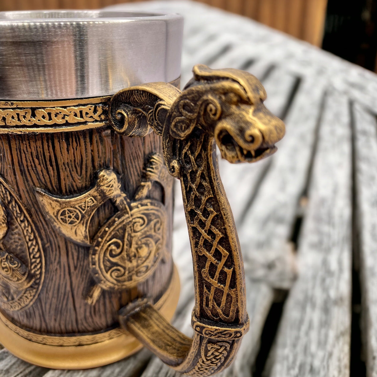 Viking Tankard Norse Odin Thor Mjolnir Drinking Mug Beer Stein 20oz / 600ml