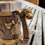 Viking Tankard Norse Odin Thor Mjolnir Drinking Mug Beer Stein 20oz / 600ml