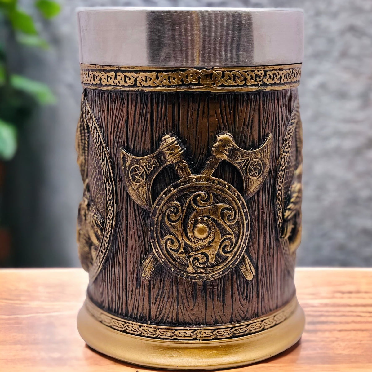 Viking Tankard Norse Odin Thor Mjolnir Drinking Mug Beer Stein 20oz / 600ml