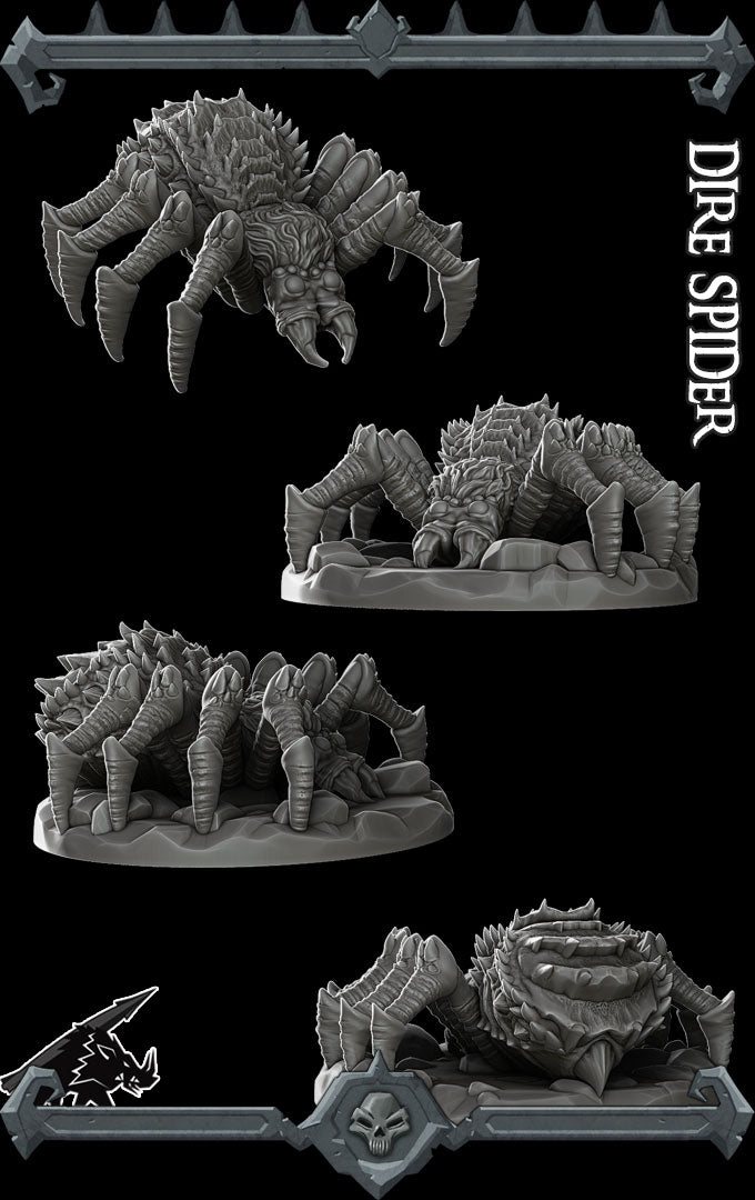 DIRE SPIDER - Miniature -All Sizes | Dungeons and Dragons | Pathfinder | War Gaming