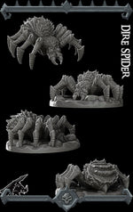 DIRE SPIDER - Miniature -All Sizes | Dungeons and Dragons | Pathfinder | War Gaming