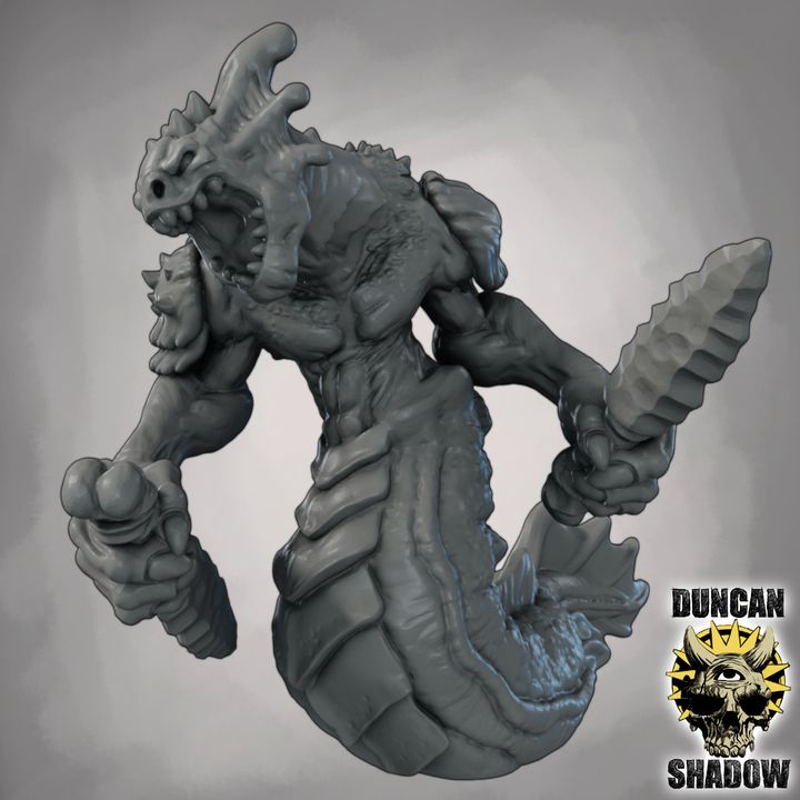Merrow with Daggers - Resin Mini | DnD & Tabletop | 28mm