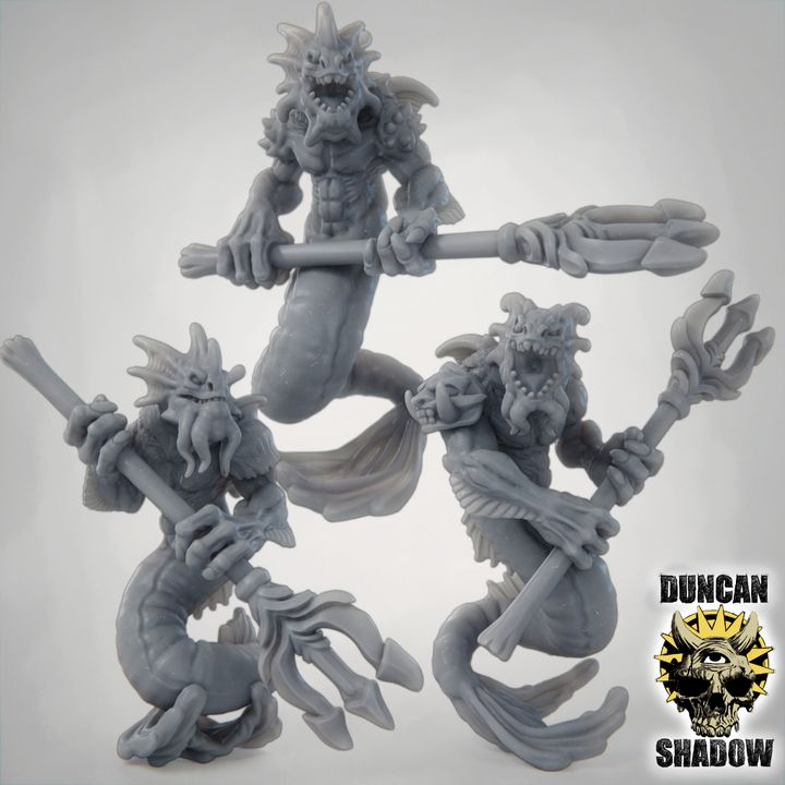 Merrow with Tridents - Resin Mini | DnD & Tabletop | 28mm