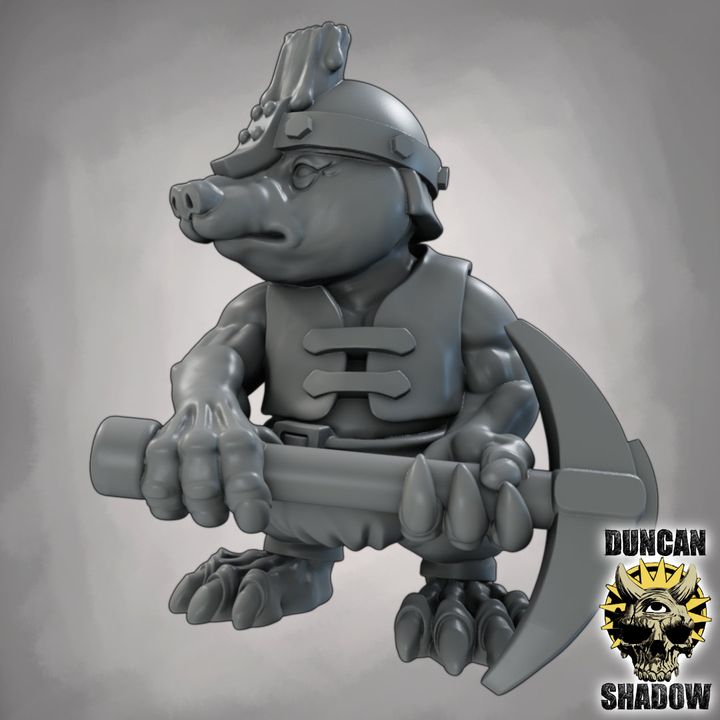 Mole Folk Miners - Resin Mini | DnD & Tabletop | 28mm