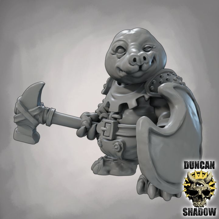 Mole Folk with Hammer and Shields - Resin Mini | DnD & Tabletop | 28mm