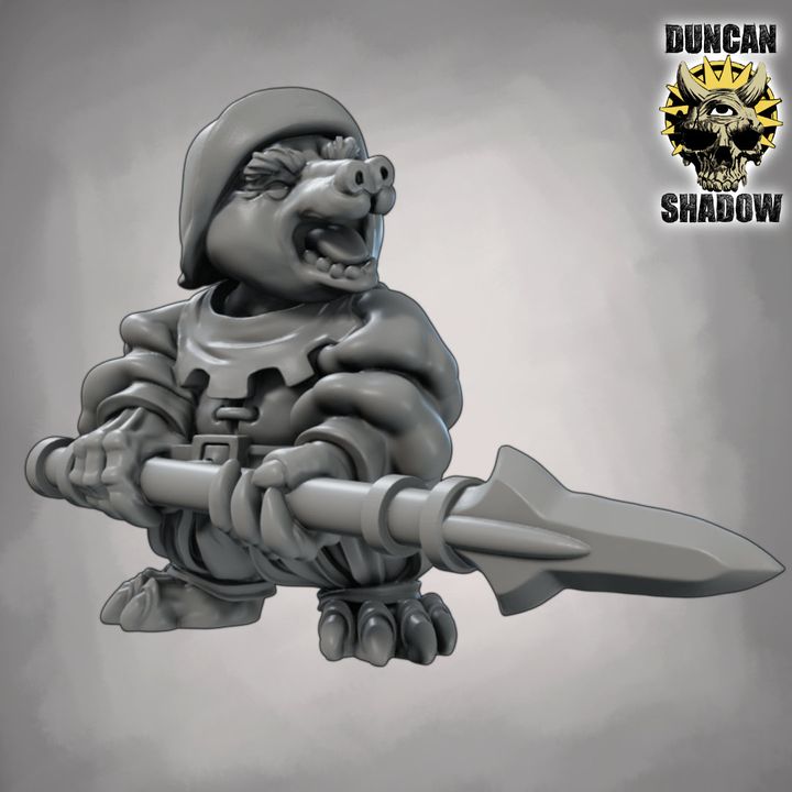 Mole Folk with Spears - Resin Mini | DnD & Tabletop | 28mm