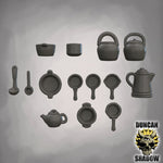 Pots and Pans Kit Bashing parts - Resin Mini | DnD & Tabletop | 28mm