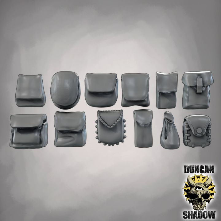 Pouches Kit Bashing parts - Resin Mini | DnD & Tabletop | 28mm